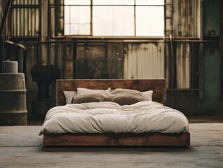 Bed isolated on metal background