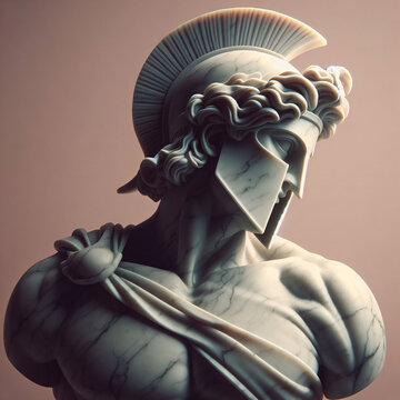 sculpture of spartan, marbled texture.