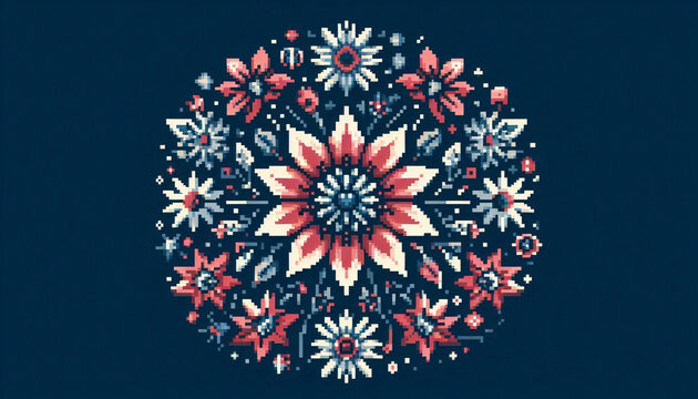 decoration of flowers. pixel art.