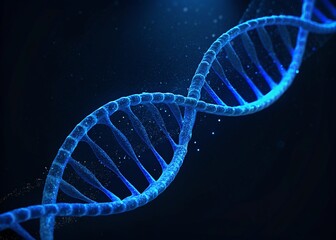 DNA helix pattern on a black backdrop showing the spiral molecular structure in a 3D scientific illustration