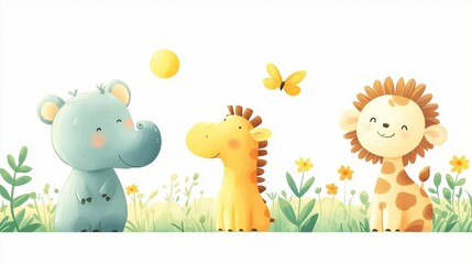 Obraz premium Playful Kids Characters in a Bright Colorful Background