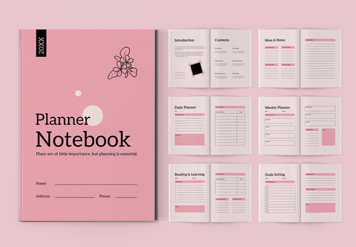 Daily Notebook Planner Layout Design Template