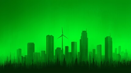 Fototapeta premium Green Cityscape with Renewable Energy and Smart Devices