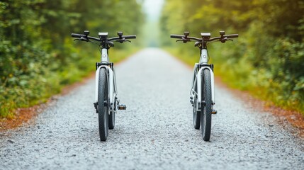 Electric Bicycles on Scenic Trail in Natural Environment
