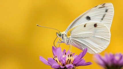 Obraz premium Butterfly gently lands on vibrant flower to savor nature’s beauty in a stunning outdoor scene