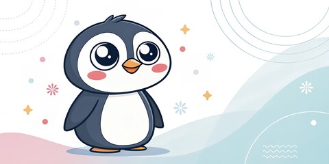 Obraz premium minimalist cute cartoon funny penguin background