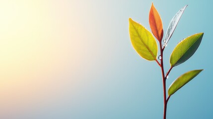 Obraz premium Nurturing growth how a simple branch with vibrant leaves represents resilience and life in nature