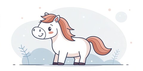 minimalist cute cartoon horse background
