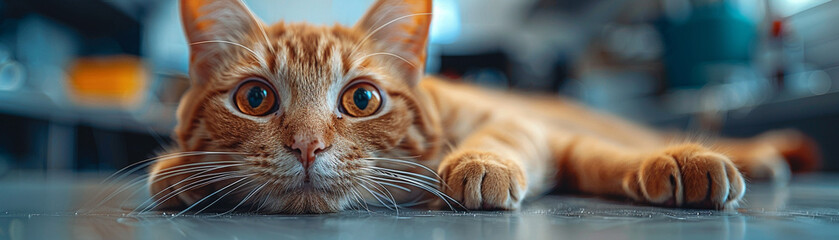 Veterinarian performs life-saving surgery on injured cat in modern clinic environment