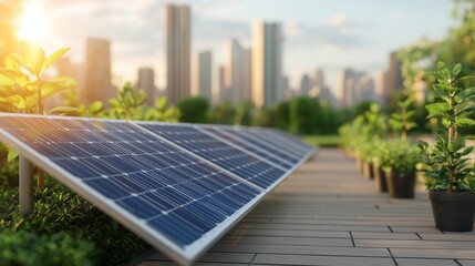 Obraz premium Solar Panels in Modern Urban Landscape