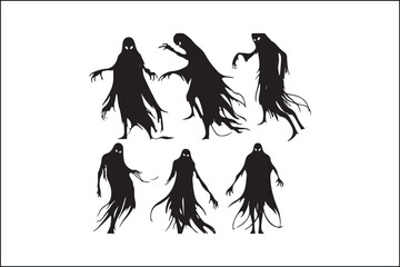 Fototapeta premium Ghost Silhouette Vector | Black Ghost SVG | Halloween Clipart PNGSpooky Ghost SVG Cut File | Creepy Ghost Silhouette | Halloween DesignBlack Ghost Vector | Scary Ghost Silhouette | Haunted Hallowe