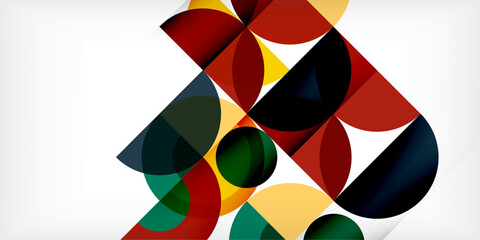 Minimal geometric abstract background. Circle square and triangle design. Trendy techno business template for wallpaper, banner, background or landing