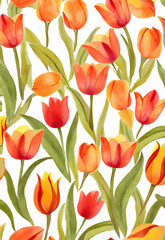 Obraz premium Seamless Tulip Wallpaper with Pastel Background