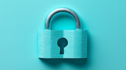Digital Art of a Teal Padlock on a Smooth Surface