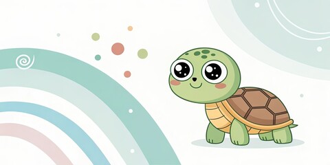 minimalist cute cartoon turtle background