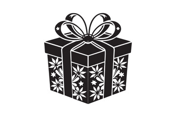 Christmas Gift Box Silhouette vector illustration, Gift Box Silhouette,  Gift Box Silhouette Bundle 
