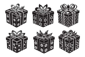 Christmas Gift Box Silhouette vector illustration, Gift Box Silhouette,  Gift Box Silhouette Bundle 