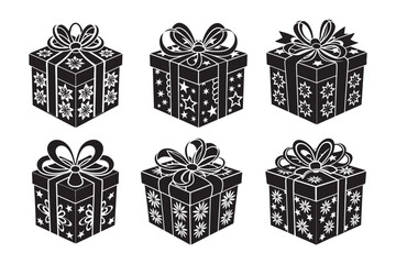 Christmas Gift Box Silhouette vector illustration, Gift Box Silhouette,  Gift Box Silhouette Bundle 