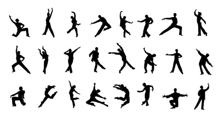 Collection of Dynamic Dance Silhouettes in Motion