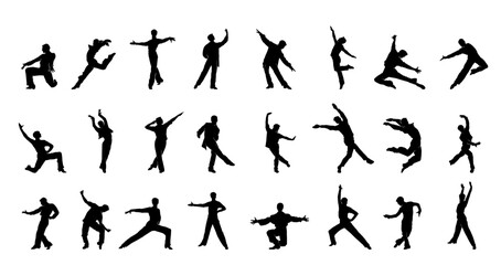 Collection of Dynamic Dance Silhouettes in Motion