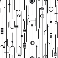 Abstract geometric pattern in black and white. Modern design with lines and circles.