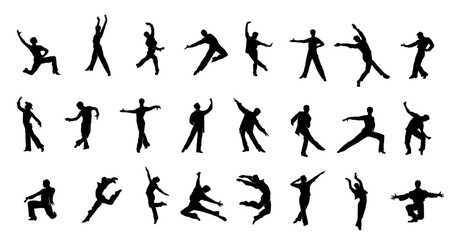 Collection of Dynamic Dance Silhouettes in Motion