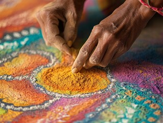 Celebrating Serenity: The Art of Rangoli Creation Through Color and Craftsmanship
