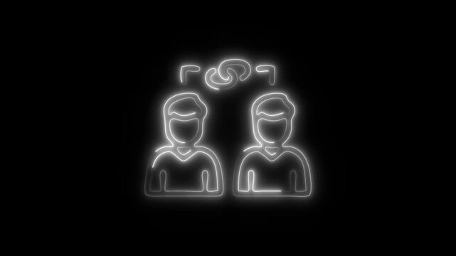 Glowing Dependencies Icon and Symbol in HD Video Neon Animation on Black Background