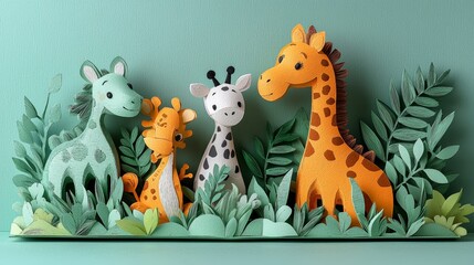Naklejka premium Playful Animals in a Vibrant Nature Scene