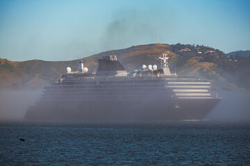 Super deluxe luxury cruiseship cruise ship ocean liner yacht Explora arrival in to San Francisco...