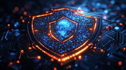 Fototapeta premium Cybersecurity Shield Concept with Digital Elements