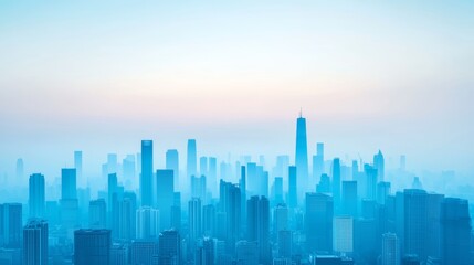 Fototapeta premium Cityscape with Cybernetic Influence at Dawn