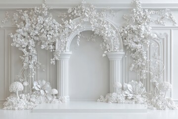 Naklejka premium A three-dimensional illustration in light tones. Classic wedding-inspired background perfect for invitations