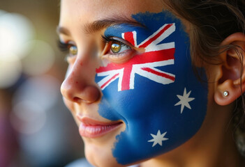 Celebrating Australia Day with vibrant face paint, capturing the spirit of the nation in a joyous atmosphere