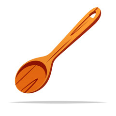 Large wooden spoon spatula vector isolated illustration