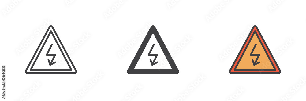 Poster high voltage sign different style icon set