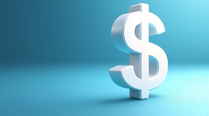 cost of capital investment concept. A shiny  3D dollar sign sits against a soft blue background, symbolizing finance, wealth, and currency.
