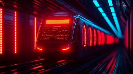 Obraz premium Futuristic Eco-Friendly Transportation in Neon Lighting