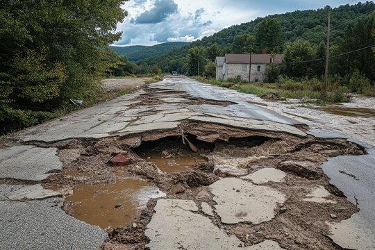 Hurricane helene ravages shallow water crossing on new river in fries