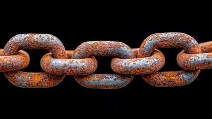 Obraz premium Rusty chain links showcase the beauty of industrial decay and texture in close-up photography