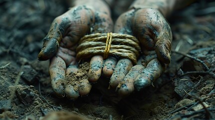 Bound Hands: A Powerful Image of Captivity and Struggle