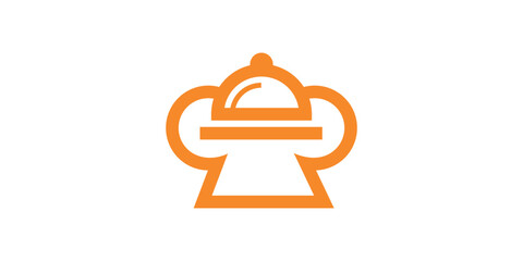 chef hat and serving lid logo design,food,order,delivery,icon,vector,symbol,creative.