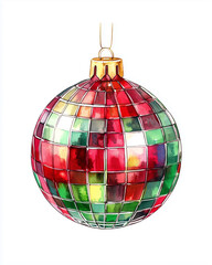 A classic and elegant Christmas ornament, adorned with a vibrant plaid pattern and a festive red bow.
