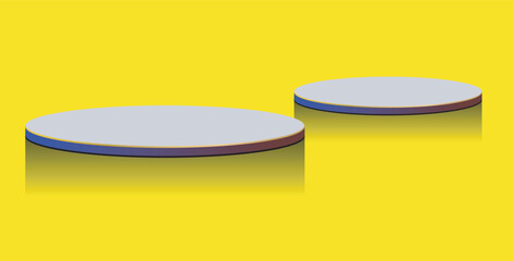 red blue realistic 3d background with cylinder podium. Black, red, white glowing light semi circles layers scene. Abstract minimal scene mockup products display, Stage showcase. Vector geometric forms