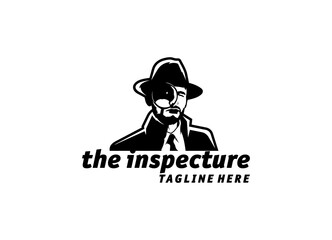 Inspecture in Black Hat Saw Logo Design Silhoutte Logo 