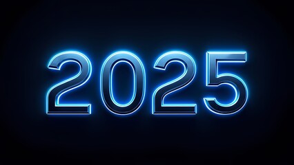 Neon glowing numbers 2025 cosmic pop art sticker 3D text effect