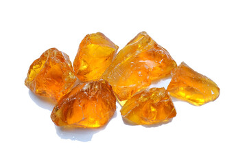 Wood resin is yellow in color and is used as a raw material in the rubber industry.