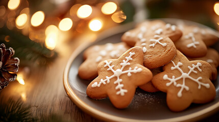 Fresh Baked Christmas Cookies in Christmas Home Atmosphere
