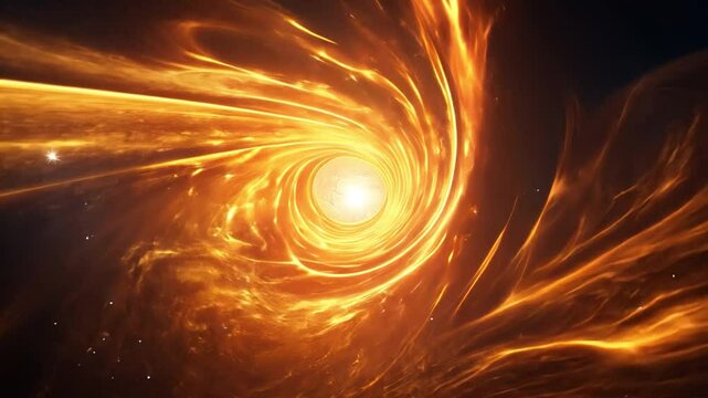 Cosmic Vortex: A swirling vortex of golden energy fills the dark void of space, creating a breathtaking spectacle of cosmic power.  The swirling energy resembles a portal to the unknown.