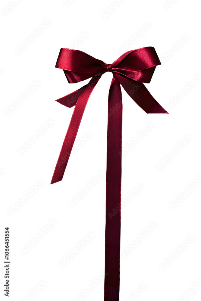 Canvas Prints a stylish vertical red ribbon tied neatly into a bow against a dark backdrop. perfect for themes of 